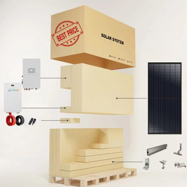Vesol 5KW 8KW 12KW Hybrid Solar System for EU/US with Low Voltage Battery Storage System
