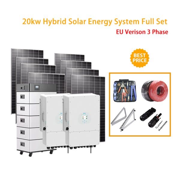 Vesol EU Version 20KW Solar Energy System Full Set 3 Phase 20KVA Hybrid Solar System