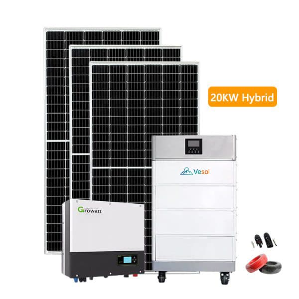 Vesol 20KW 24KW 30KW Hybrid Solar System for EU/US with High Voltage Battery Storage System